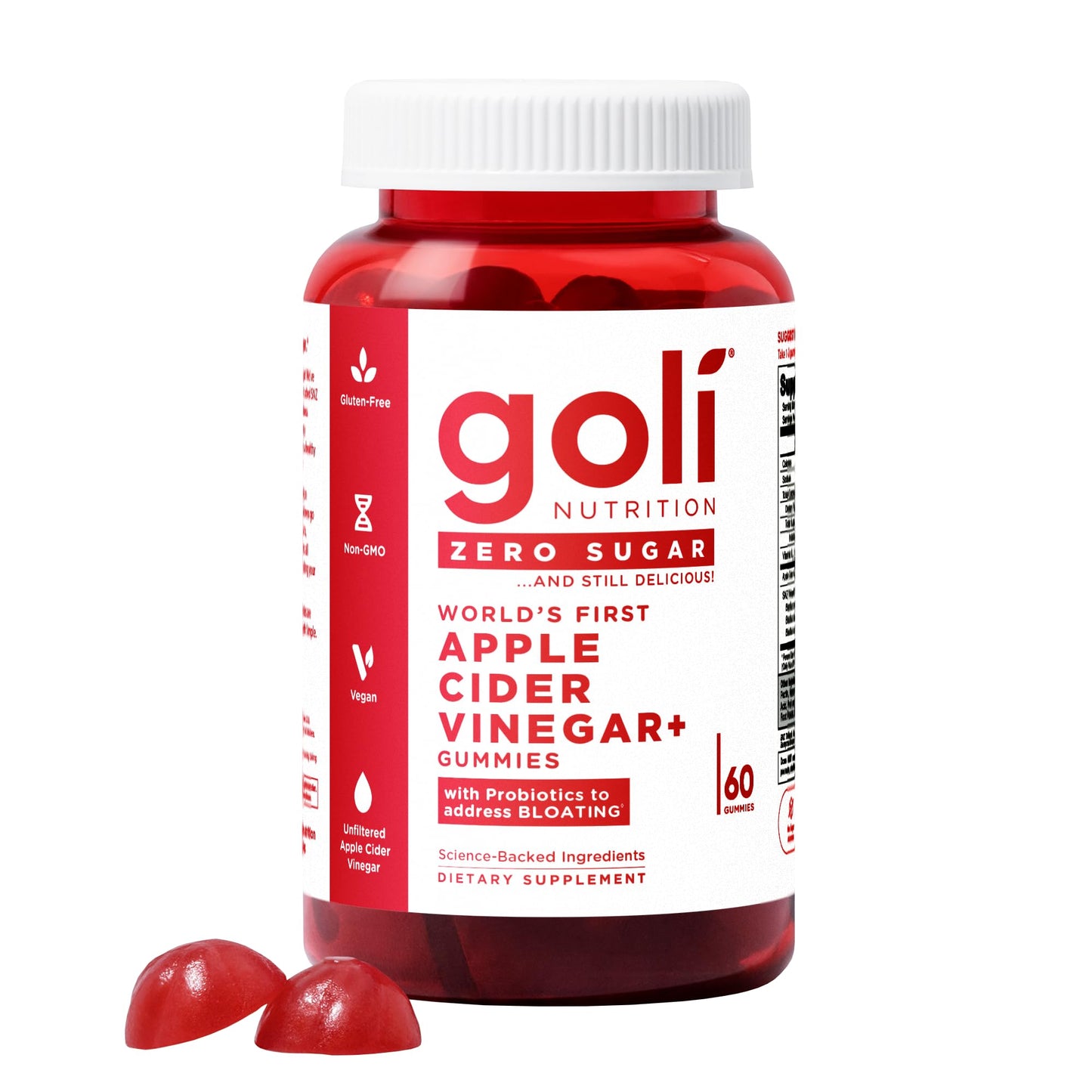 Goli Zero Sugar Apple Cider Vinegar Gummies - ACV with Vitamin B12 and Probiotics - No Sugar Alcohols - Vegan, Keto-Friendly, Gluten-Free Goli