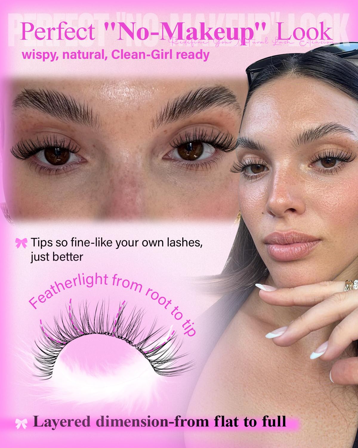 Natural Lash Clusters Venus Wispy Cluster Eyelash Extensions Invisible Thin Band Eyelash Cluster 8-16mm DIY Lash Extensions with Clear Band Individual Lashes Clusters Natural Look by WTVANE wtvane