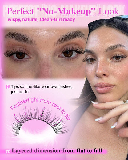 Natural Lash Clusters Venus Wispy Cluster Eyelash Extensions Invisible Thin Band Eyelash Cluster 8-16mm DIY Lash Extensions with Clear Band Individual Lashes Clusters Natural Look by WTVANE wtvane