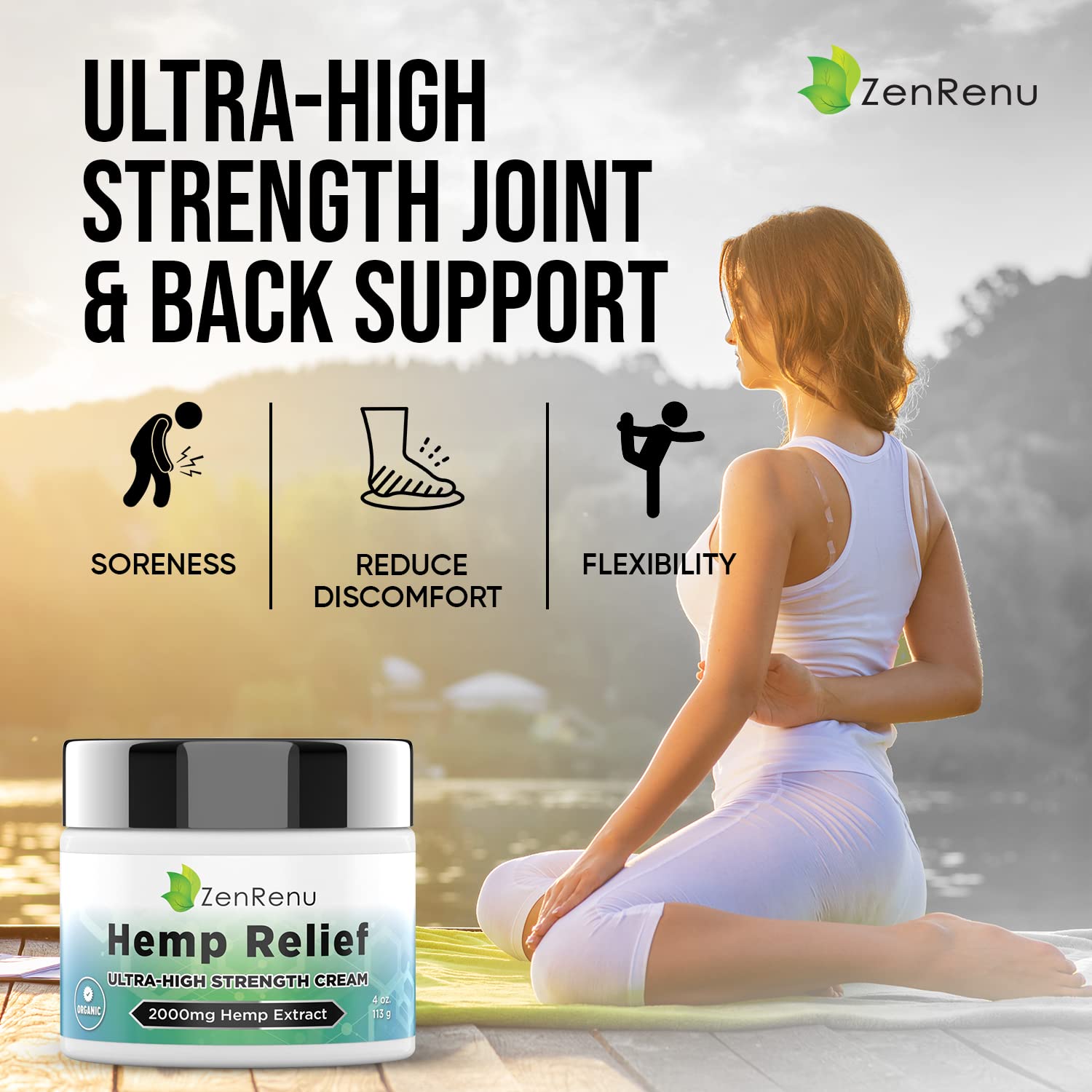 Hemp Cream Maximum Strength - Menthol Rub with Hemp Oil, Arnica, Lavender, Aloe Vera, Kava Kava, & Camphor - Natural Hemp Muscle Rub Cream for Skin, Muscles & Joints - ZenRenu, 4 oz Zenrenu buy australia supplements