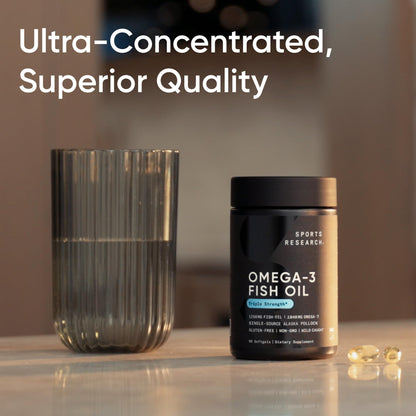 Sports Research® Omega-3 Fish Oil 1250mg from Wild Alaska Pollock, 90 Count | Always Fresh Never Fishy | 690mg EPA 260mg DHA per Softgel · Heart & Brain Health* · MSC Certified Sustainable - 90 Servings Gsupps Australia