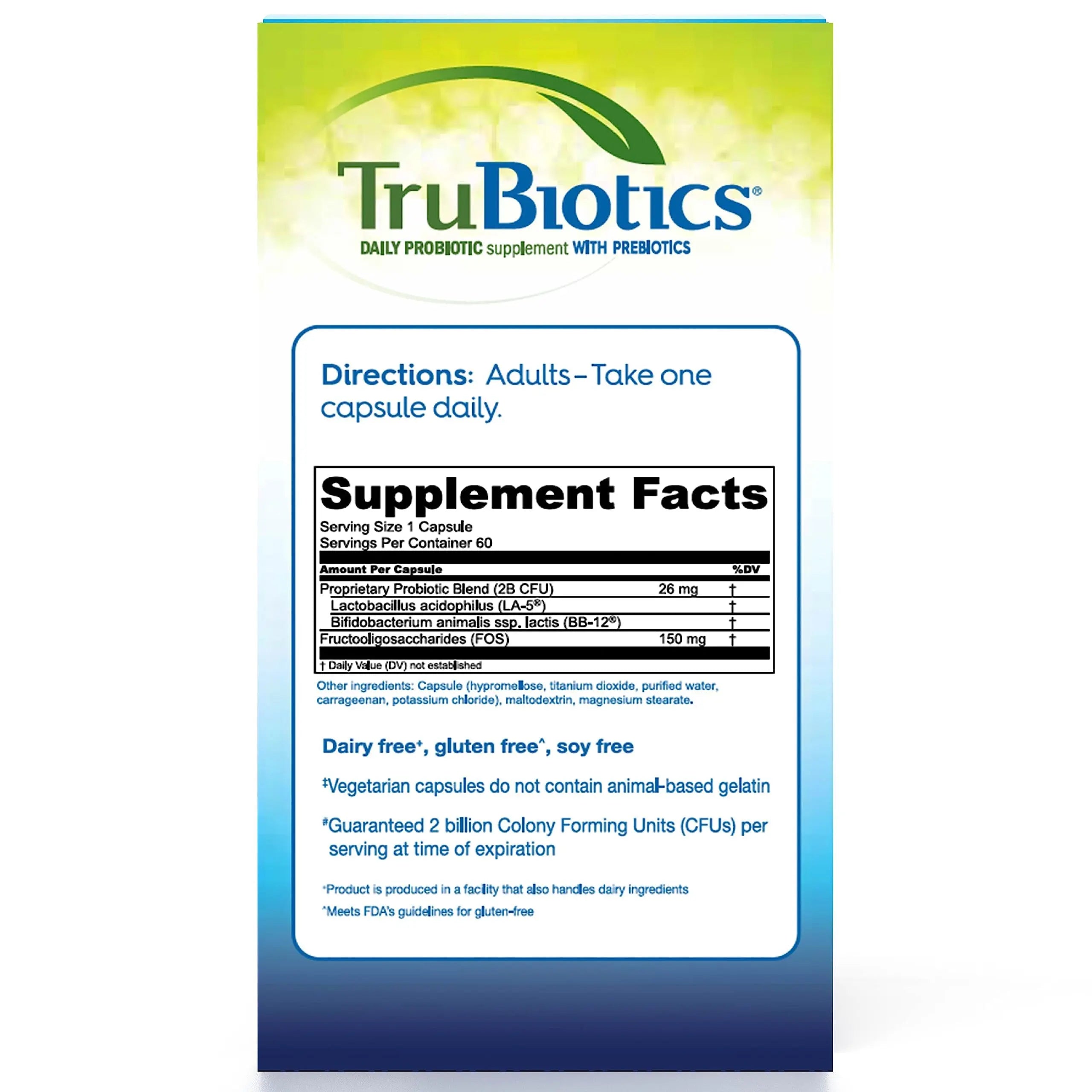 TruBiotics Probiotics for Digestive & Immune Health, Supports Regularity & Helps Relieve Abdominal Discomfort, Gas & Bloating, 2 Clinically Studied Probiotic Strains, Plus Prebiotics, 60 Capsules TruBiotics buy australia supplements