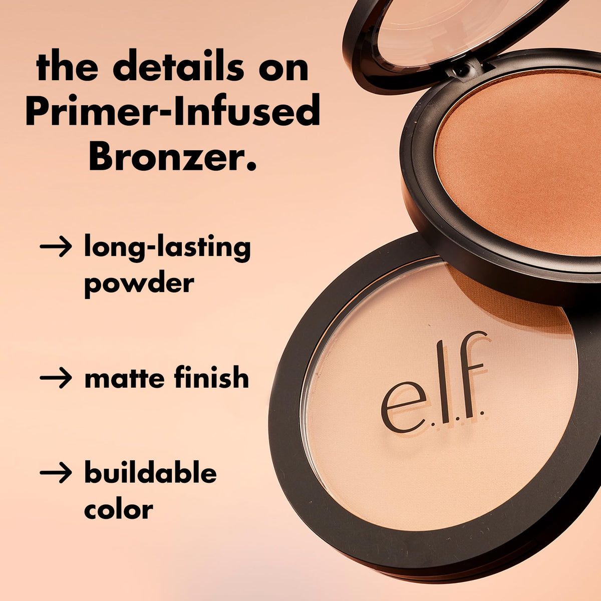e.l.f. Primer-infused Bronzer, Long-Wear, Matte, Bold, Lightweight, Blends Easily, Contours Cheeks, Forever Sun Kissed, All-Day Wear, 0.35 Oz e.l.f.