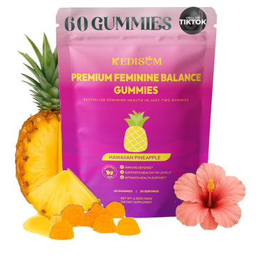 KEDISOM Premium Feminine Balance Gummies - for Women’s Health & Wellness - Immune Support - Vegan, Gluten-Free - Hawaiian Pineapple - 60 Gummies - 30 Servings KEDISOM buy australia supplements