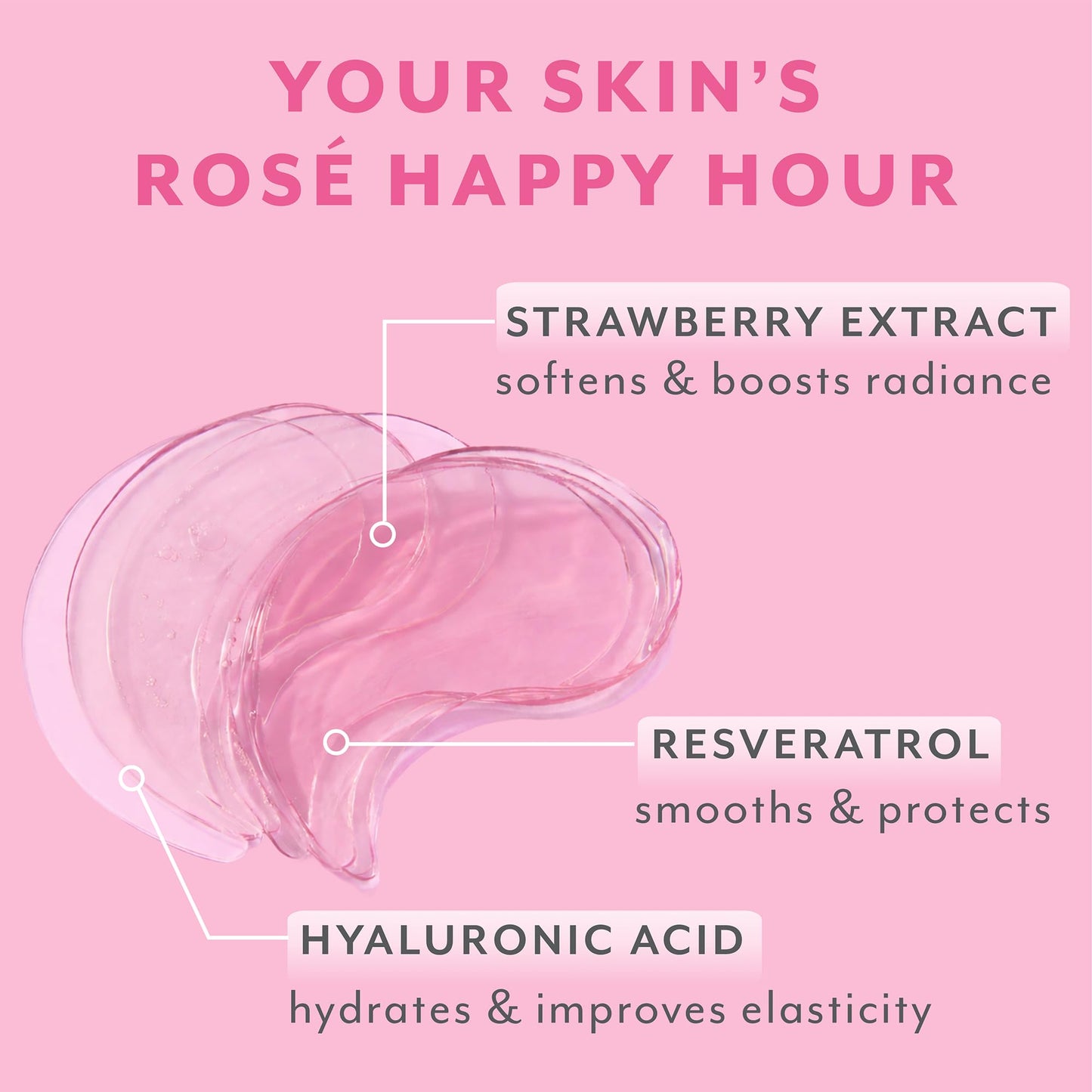 Patchology Serve Chilled Rosé Hydrating Under Eye Patches – Hyaluronic Acid & Antioxidant-Infused Eye Masks to Reduce Dark Circles Patchology