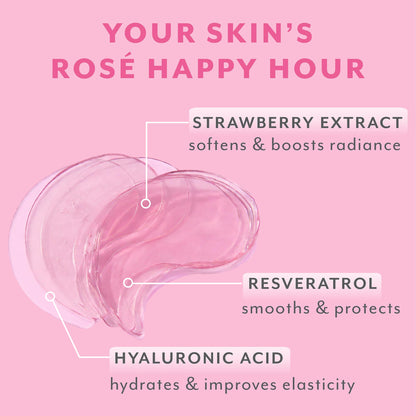 Patchology Serve Chilled Rosé Hydrating Under Eye Patches – Hyaluronic Acid & Antioxidant-Infused Eye Masks to Reduce Dark Circles Patchology