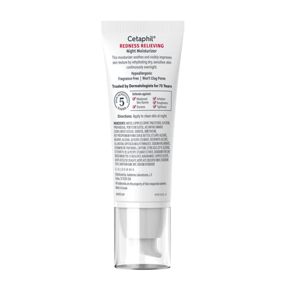 Cetaphil Night Cream, Redness Relieving Night Moisturizer for Face, 1.7 fl oz, For Dry, Redness-Prone Skin, Hypoallergenic, Fragrance Free Cetaphil