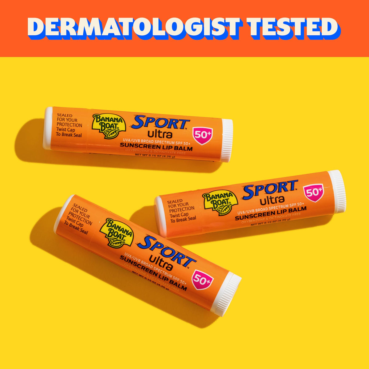 Sport Ultra Twin Pack SPF Lip Balm Pack, Banana Boat Lip Balm SPF 50, Oxybenzone Free Sunscreen, Lip Sunblock, Travel Size Sunscreen for Lips, 2 Pack Banana Boat