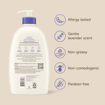Aveeno Stress Relief Moisturizing Body Lotion, Lavender Scent with Prebiotic Oat for Sensitive Skin, Lightly Scented Lotion with 48-Hour Hydration, Fast Absorbing, Non-Greasy, Value Size 33 Fl Oz Aveeno