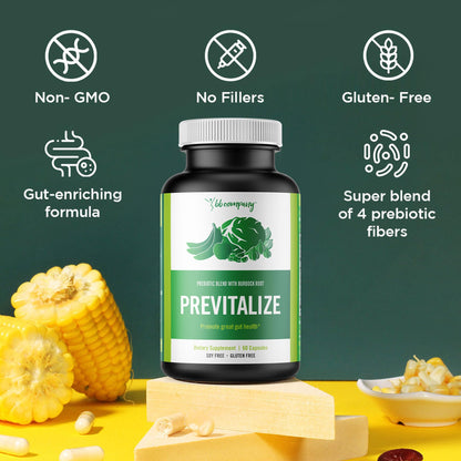 BB Company Previtalize | Prebiotics for Women, Prebiotic Fiber for Gut Health, Digestive Health | Food for Good Probiotics BB Company
