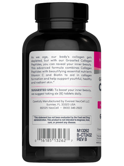 NeoCell Collagen Peptides Pills | 270 Caplets | with Vitamin C and Biotin | Grass Fed Bovine | Hair, Skin, & Nails | for Women and Men NeoCell