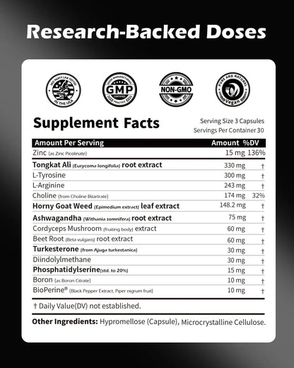 PickYouth Synergy-T Booster Supplement for Men, Total Male Performance, Liposomal Absorption System, 100% Transparency with Ashwagandha, DIM PickYouth
