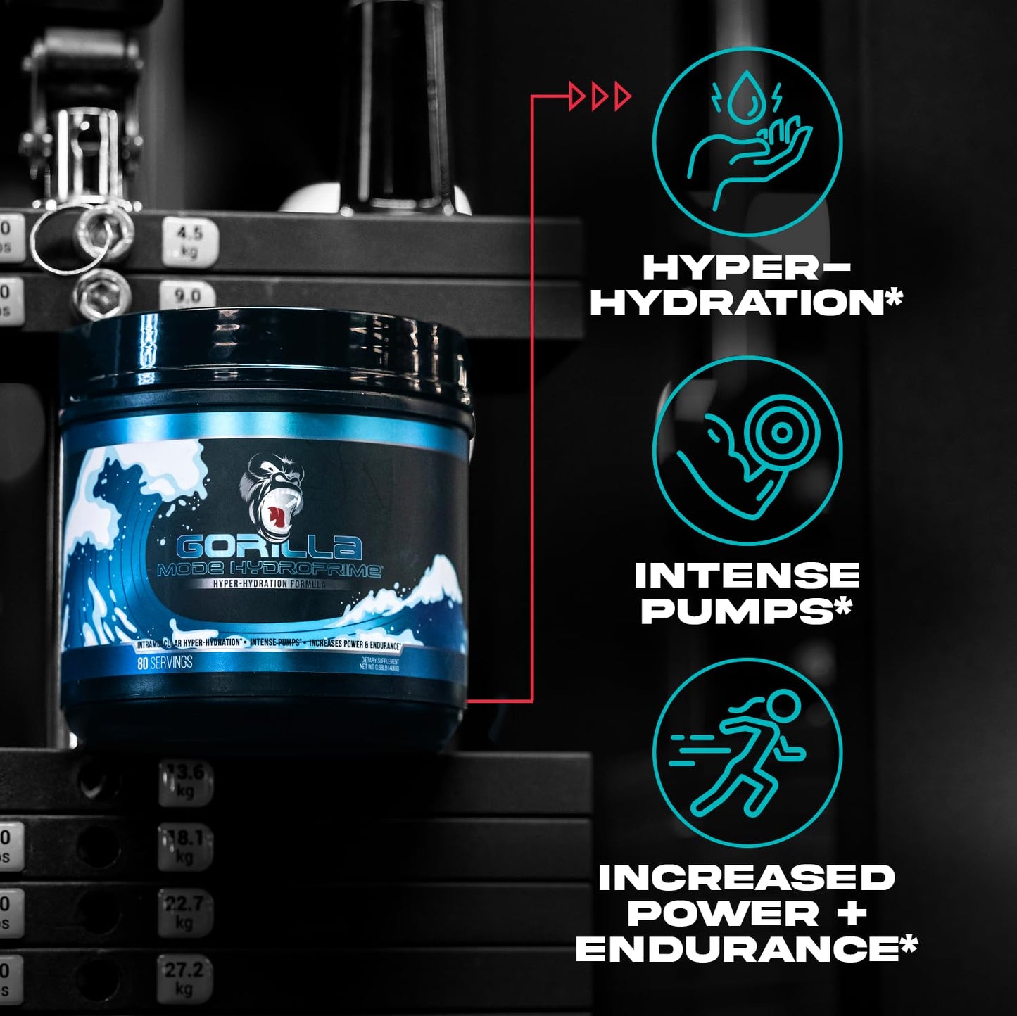 Gorilla Mind Hydroprime® Glycerol Pre-Workout - Hydrating Pre-Workout Formula for Intense Pumps · Intramuscular Hyper-Hydration · Increased Power & Endurance/Mixes Flawlessly - 400g