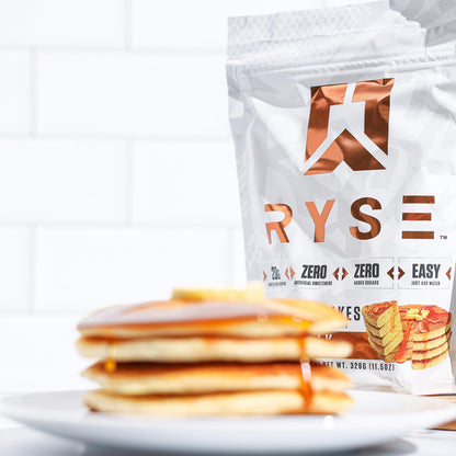 RYSE Loaded Protein Pancake & Waffle Mix - Buttermilk - Naturally Sweetened Breakfast with 21g Protein, 3g MCTs and 2g Fiber - No Added Sugar - High Protein Snack for Clean Energy - 6 Servings