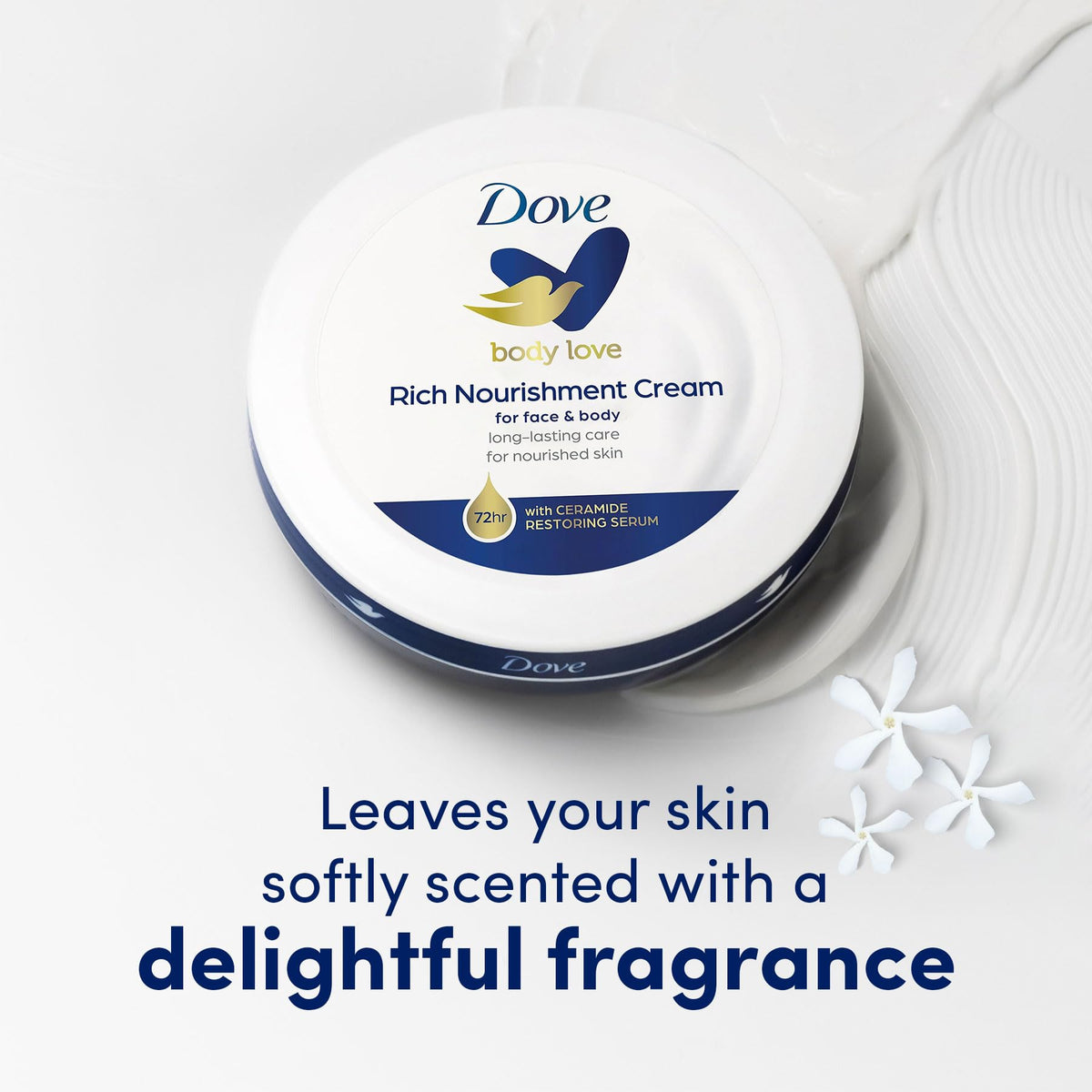 Dove Nourishing Body Care, Face, Hand, and Body Rich Nourishment Cream for Extra Dry Skin with 48-Hour Moisturization, 4-Pack, 2.53 Oz Each Jar Dove
