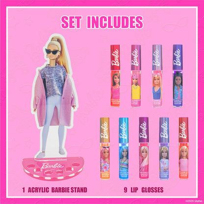 Barbie Lip Gloss Set with Display Stand, Plant-Based, Ages 3+ Townley Girl