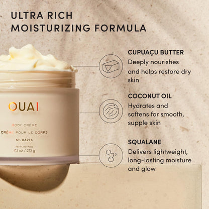 OUAI Body Creme, St. Barts Travel Size - Hydrating Body Cream (3.4 oz) OUAI