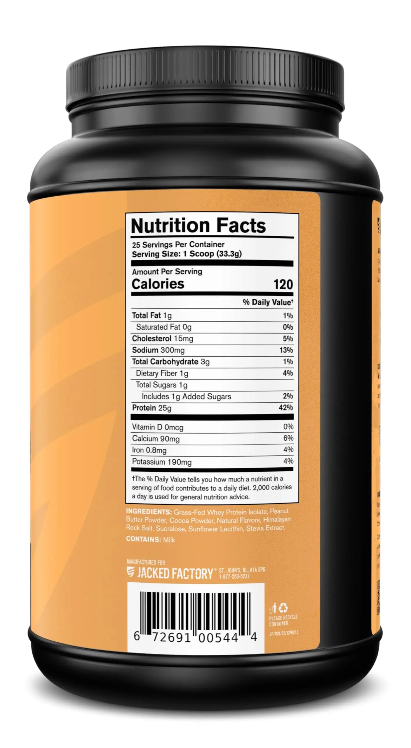 Jacked Factory Authentic ISO Grass Fed Whey Protein Isolate Powder - Low Carb, Non-GMO Muscle Building Protein w/No Fillers, Post Workout Recovery, Chocolate Peanut Butter - 25 Servings Jacked Factory