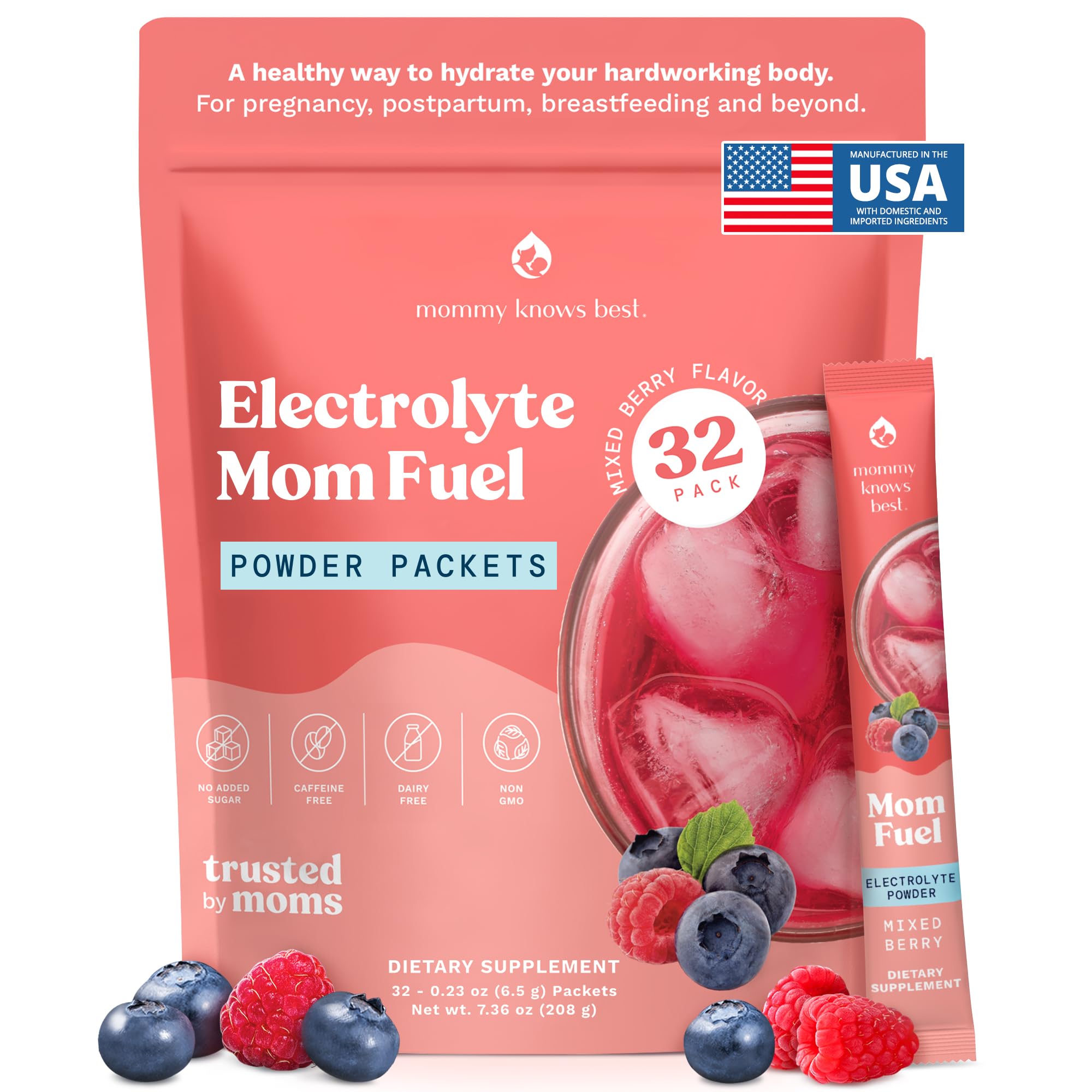 Mommy Knows Best Mom Fuel Electrolyte Drink Mix for Moms, Hydration Support - for Pregnancy, Prenatal, Electrolytes + Trace Minerals, Lactation Drink Mix Supplement (32 Count) Mommy Knows Best buy australia supplements