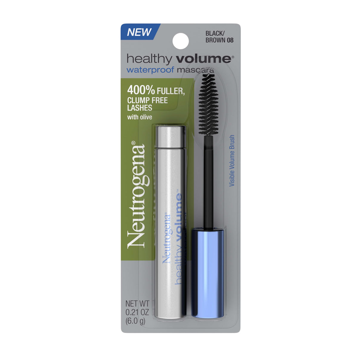 Neutrogena Healthy Volume Waterproof Mascara, Black/Brown 08, 0.21 oz Neutrogena