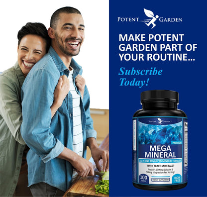 Potent Garden Mega Mineral Supplement Complete Mineral Complex with Calcium Magnesium Zinc Potassium Boron Selenium Chromium & 72 Trace Potent Garden