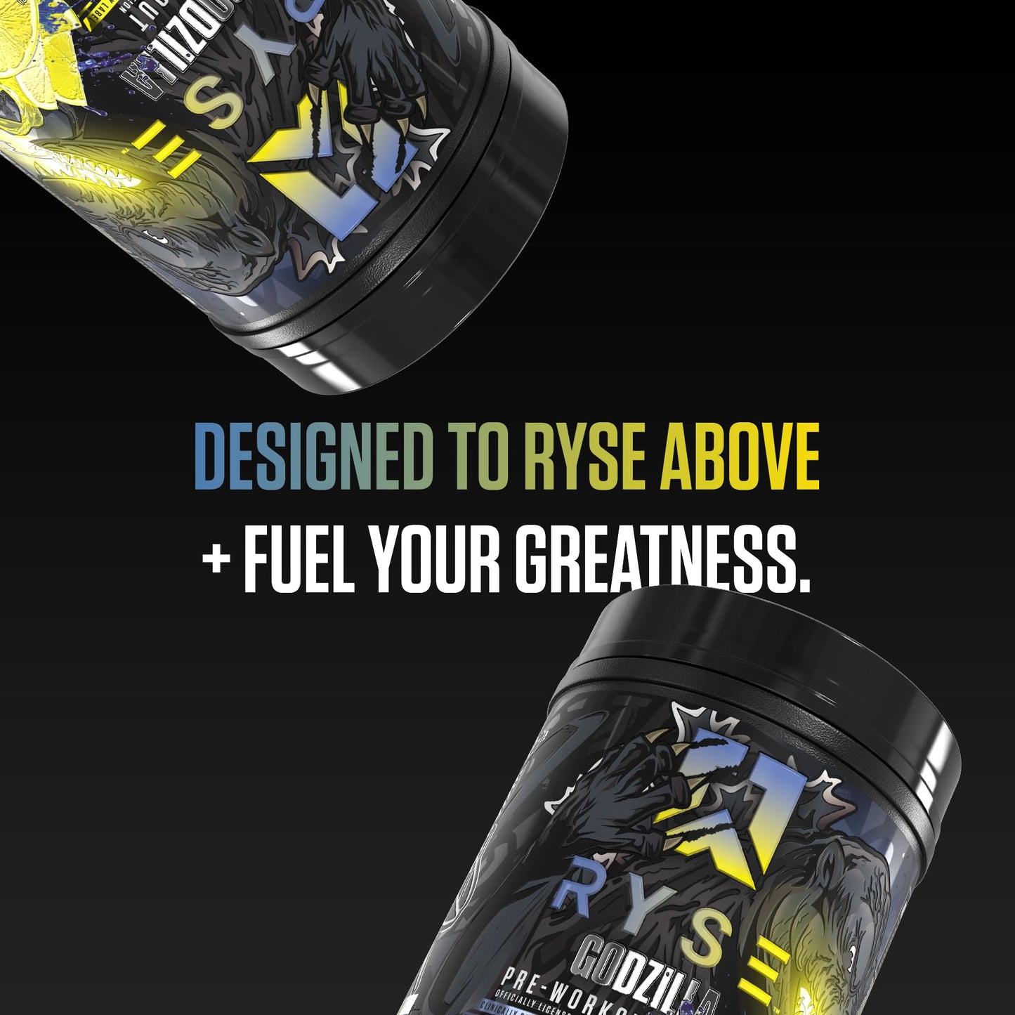 RYSE Godzilla X Noel Deyzel Pre Workout Powder - Monsterberry Lime - 400mg Caffeine, High Stim Pre-Workout for Men & Women with Citrulline & Beta Alanine - Energy, Pump & Focus - 20/40 Servings