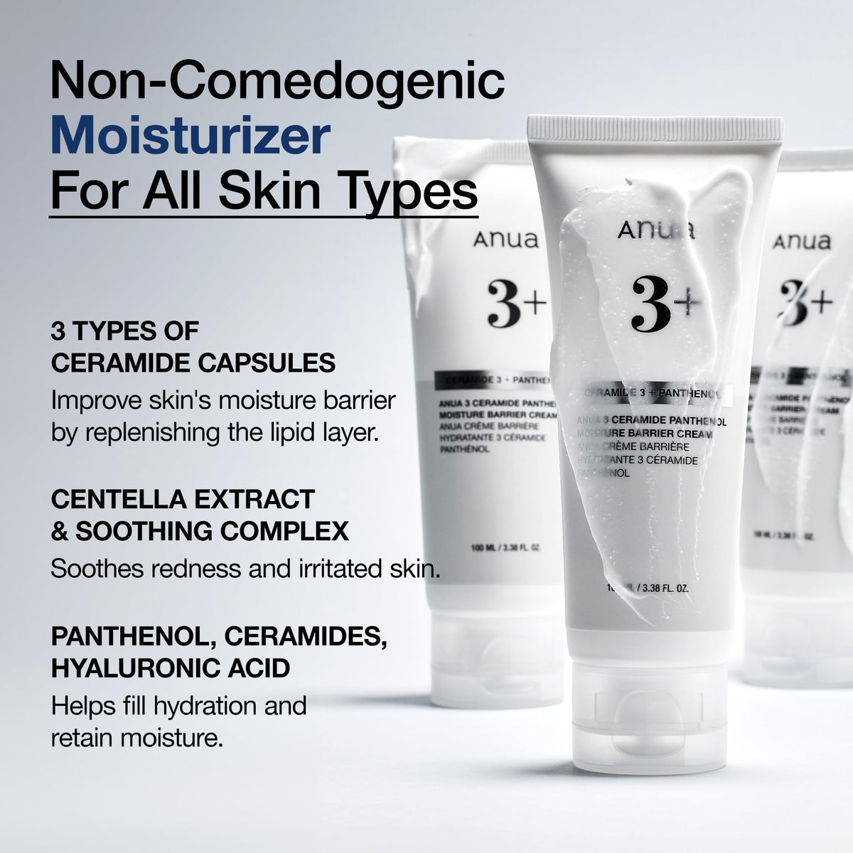 ANUA 3 Ceramide Panthenol Moisture Barrier Cream, 3.38 fl oz ANUA