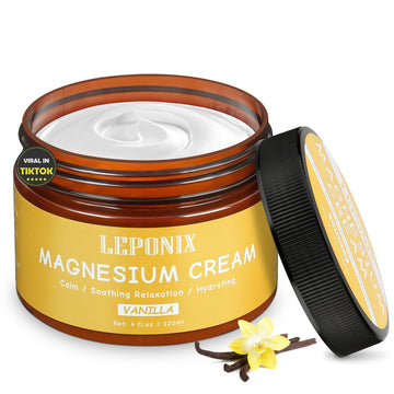 Magnesium Cream for Sleep & Muscle Recovery - Soothing Topical Magnesium Lotion for Leg Cramps, Joint Comfort, Pain Relief - Relaxing Magnesium Body Butter for Men Women Kids (120ml, Vanilla) LEPONIX buy australia supplements