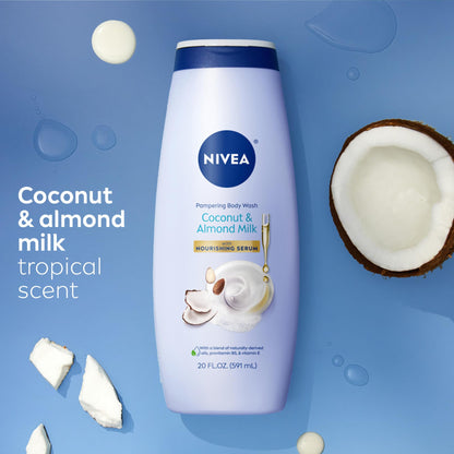 NIVEA Pampering Coconut and Almond Milk Body Wash, 20 FL OZ NIVEA