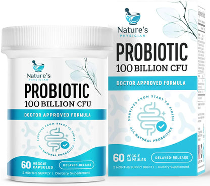 Nature's Physician Probiotics - 100 Billion CFU Per Capsule - 16 Strains + Prebiotics - Best Probiotic Supplement for Women & Men - Supports Immune, Nature's Physician