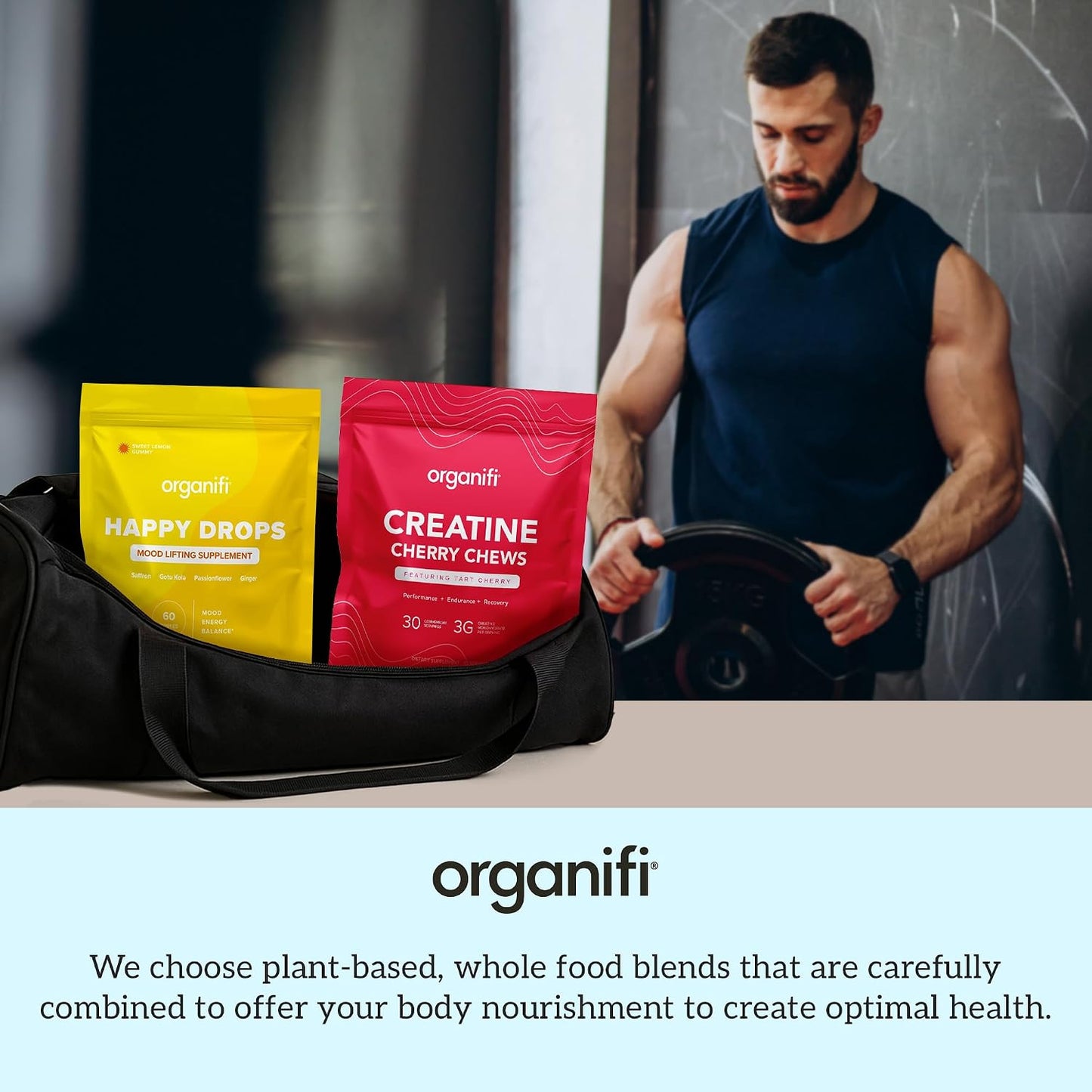 Organifi Strength and Mood Bundle - 30 Servings of Creatine Cherry Chews and Lemon Happy Drops - Delicious Creatine Monohydrate and Calming Saffron Gummies for Men and Women Gsupps Australia