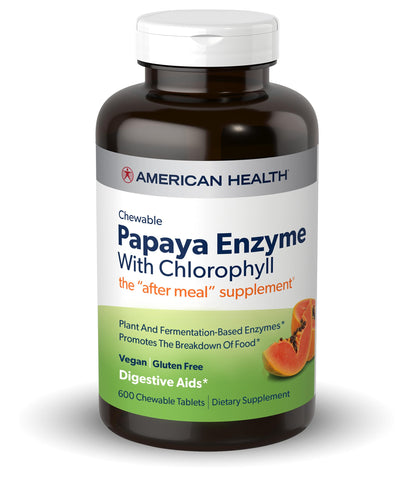 American Health Chewable Papaya Enzyme with Chlorophyll 600 Chwbls American Health