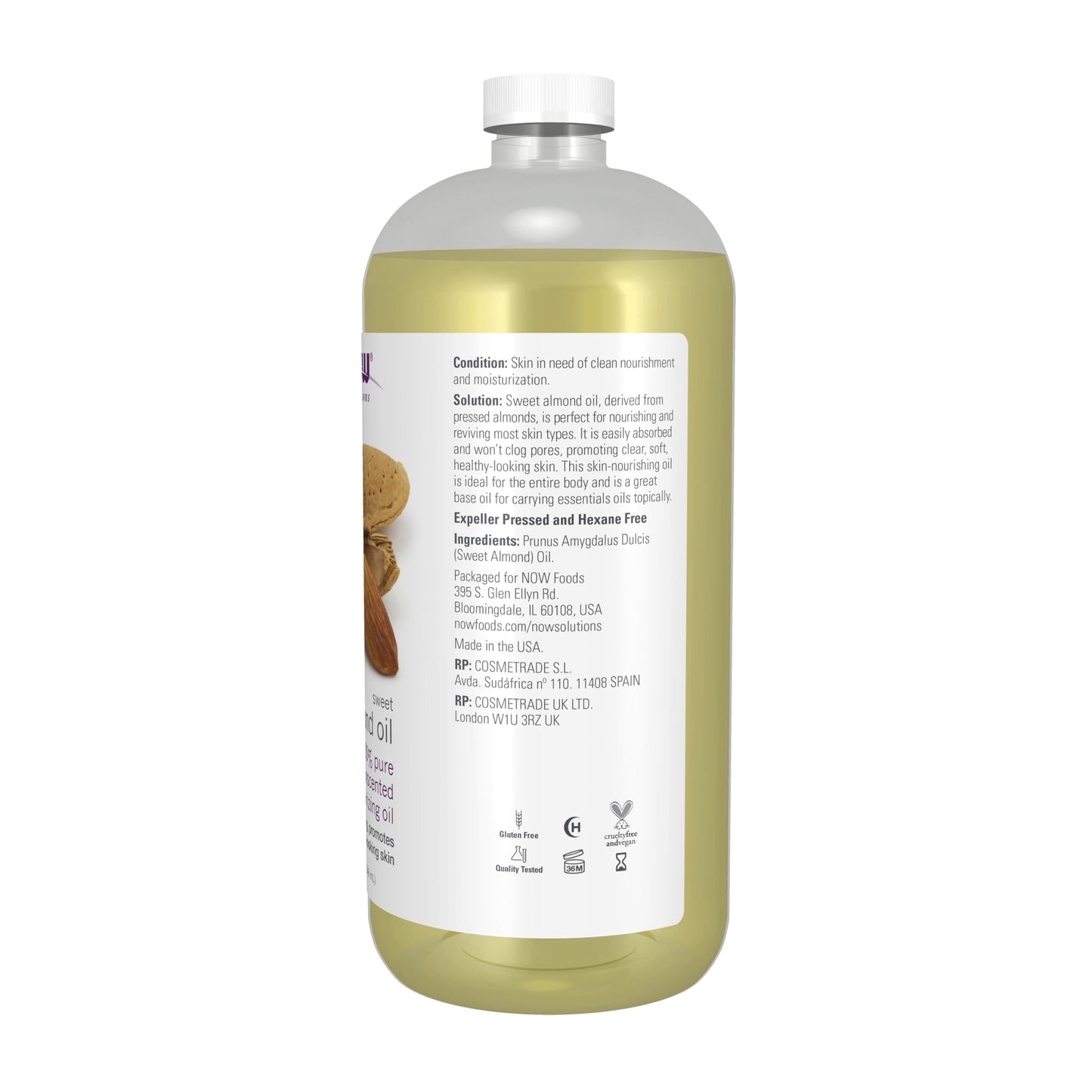 NOW Foods Solutions, Sweet Almond Oil, 100% Pure Moisturizing Oil, Promotes Healthy-Looking Skin, Unscented Oil, 16-Ounce,Package may vary Gsupps Australia