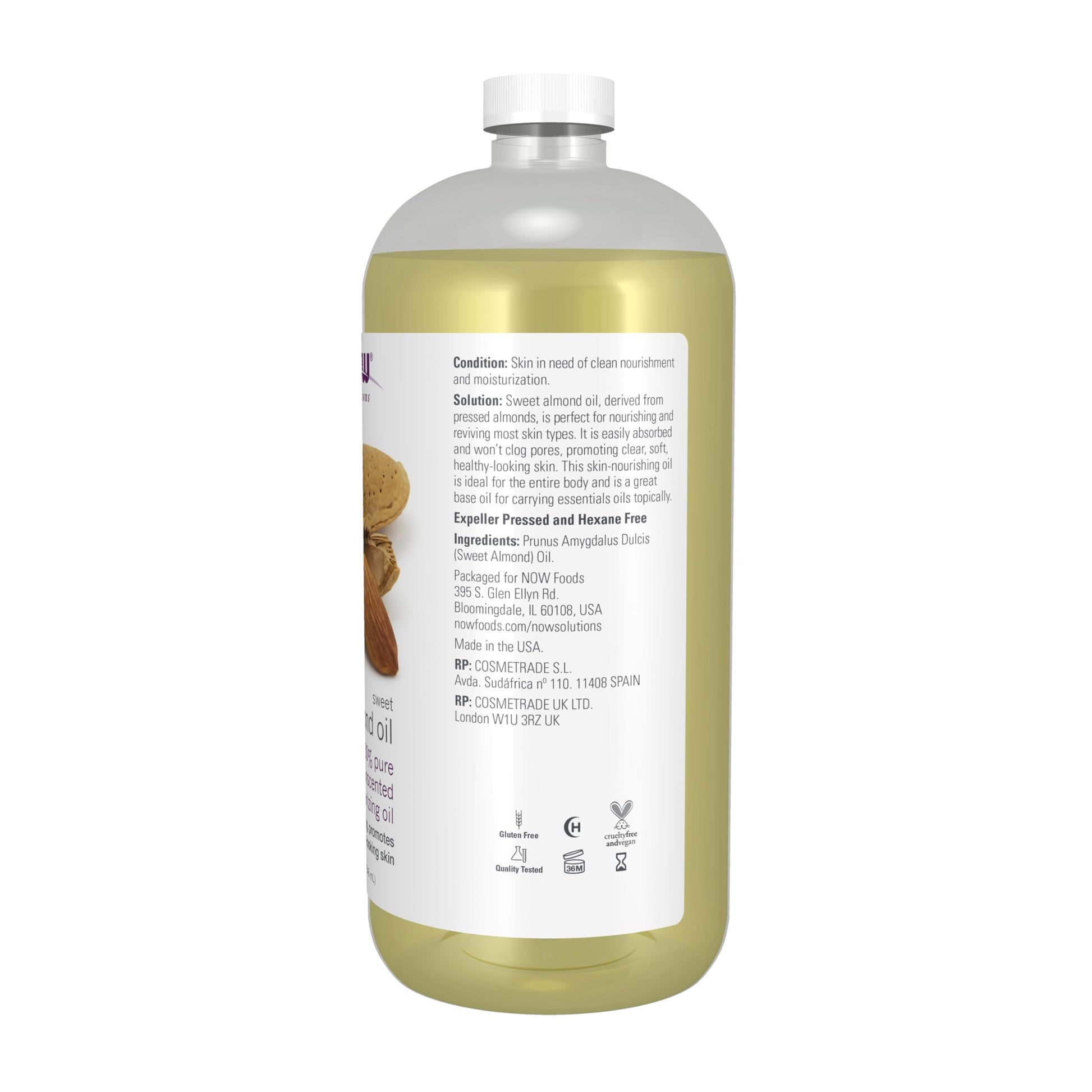 NOW Foods Solutions, Sweet Almond Oil, 100% Pure Moisturizing Oil, Promotes Healthy-Looking Skin, Unscented Oil, 16-Ounce,Package may vary Gsupps Australia
