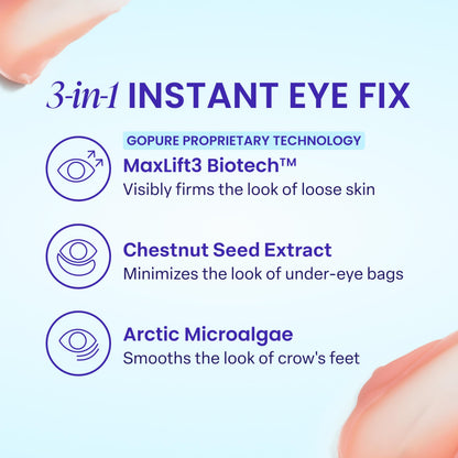 goPure NEW Instant Lift Eye Gel - To Imrove the look of Eye Bags, Wrinkles, Fine Lines and Dark Circles, Anti Aging Skin Care with MaxLift3 Biotech goPure