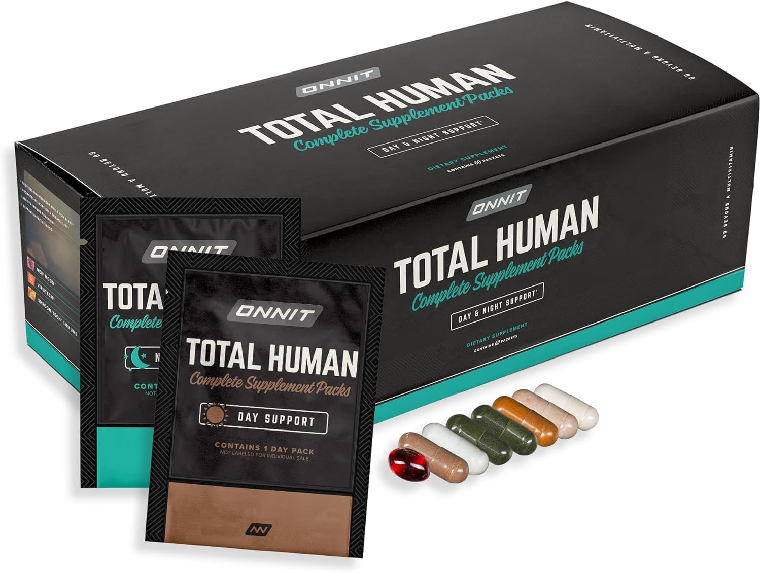 ONNIT Total Human Adult Multivitamin Comprehensive Capsule Packs with Day and Night Support, Daily Vitamin Packs for Men and Women, Dietary Supplement Capsules, 30-Day Supply, 60 Packs ONNIT buy australia supplements