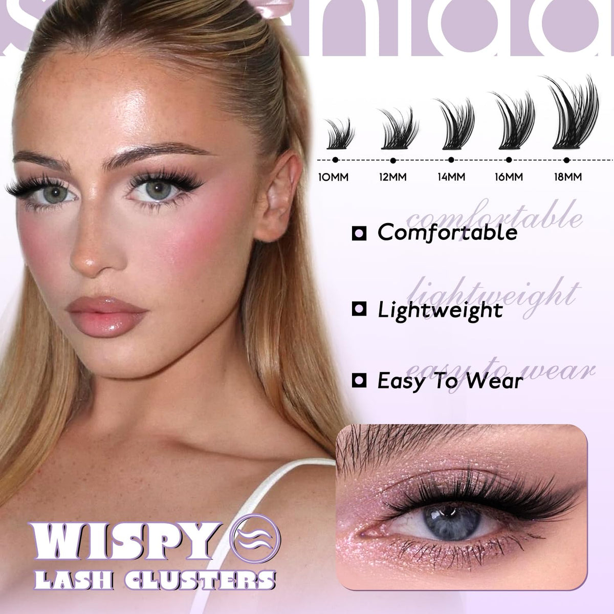 SOFENIDA Lash Clusters Kit Wispy Lash Clusters Cluster Eyelash Extensions 10-18mm Lash Extension Kit Eyelash Cluster Eyelash Extensions Waterproof DIY Individual Lashes Clusters with Soft Thin Band SOFENIDA