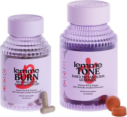 Lemme Daily Sculpt Bundle - Burn Capsules & Tone Gummies, Promote Lean Body Mass for Men & Women (60 ct Each)