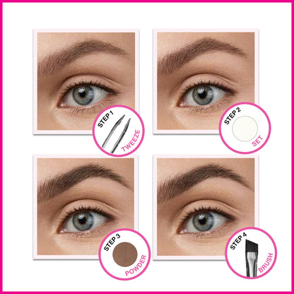 wet n wild Ultimate Eyebrow Makeup Kit, Long-Lasting Matte Brow Powder, Tweezers, Wax & Brush, Built-In Mirror, Purse-Friendly Compact - Dark Brown wet n wild