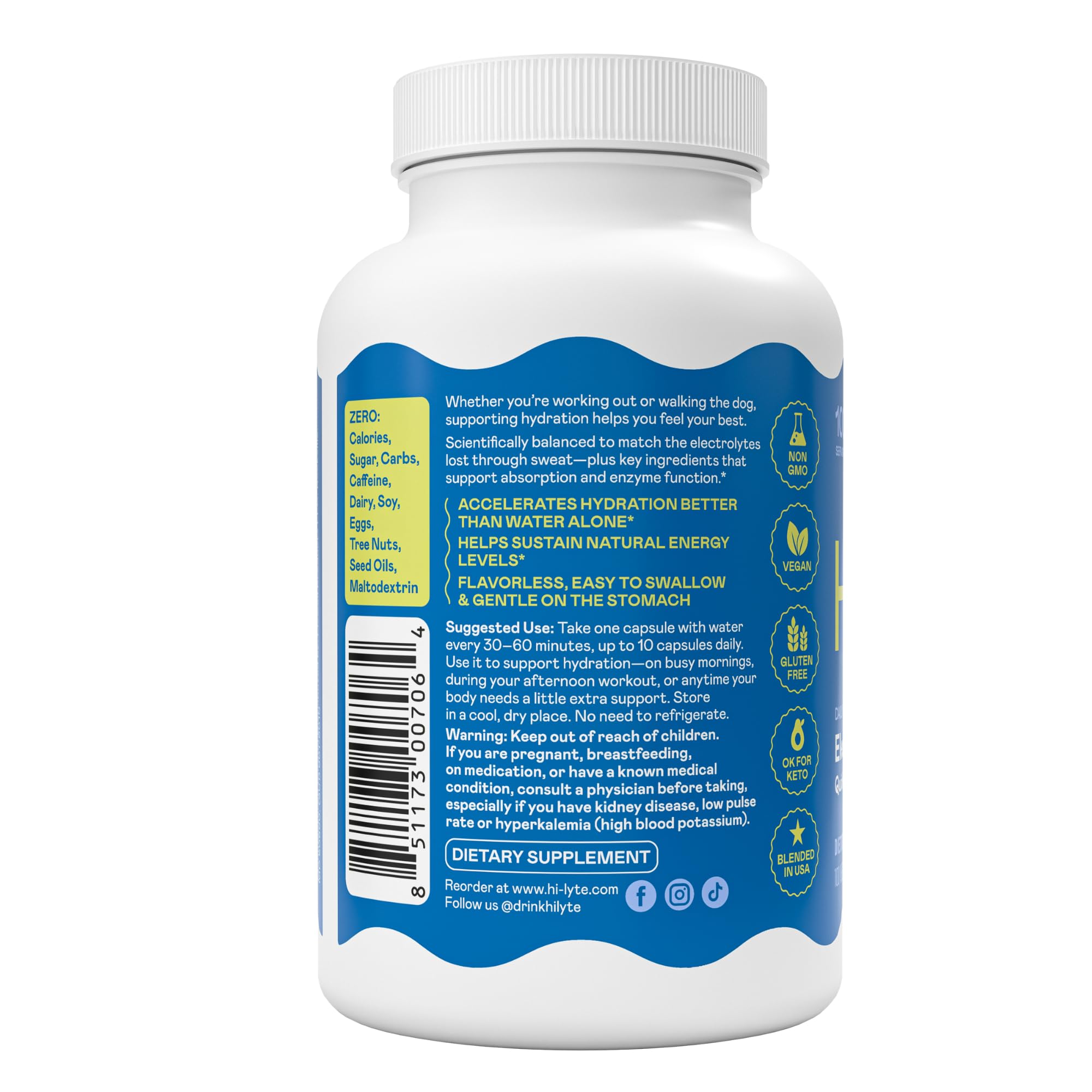 Hi-Lyte Unflavored Electrolyte Capsules - Hydration Support Supplement Tablets - Sodium, Potassium, Magnesium - 100 Servings Hi-Lyte buy australia supplements