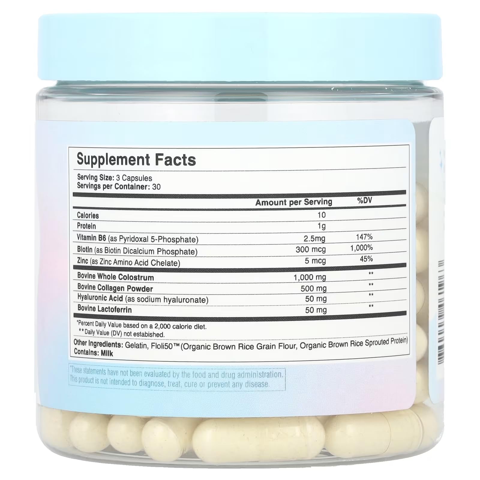 WONDERCOW Hair Skin and Nails Vitamins w/Bovine Colostrum, Collagen, Hyaluronic Acid, Biotin, Zinc, & Lactoferrin┃Supports Faster Hair Growth, Stronger Nails and Glowing Skin (30 Servings, Capsule) WONDERCOW buy australia supplements