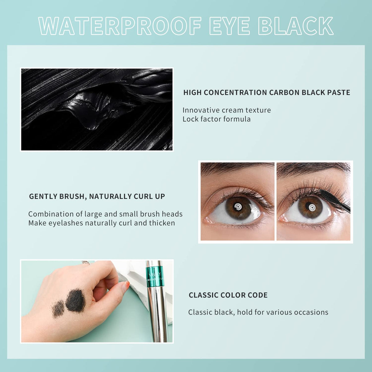 2 in 1 Mascara 5x Longer Waterproof Lash Cosmetics Natural Lengthening and Thickening Effect No Clumping Superstrong Magic 4d Silk Fiber for Vibely Mascara Makeup VIBELY