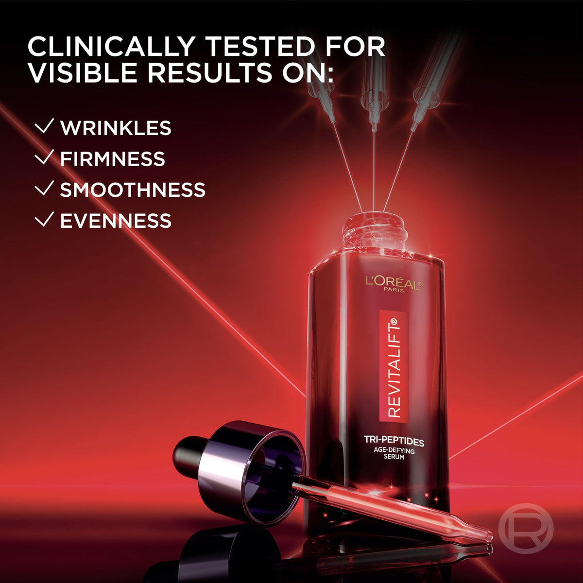 L'Oreal Paris Revitalift Triple Power Face Serum with Tri-Peptides, Hyaluronic Acid and Vitamin C, Anti Aging, Anti Wrinkle Serum to Firm and Brighten, 1 FL oz, + Sample L'Oreal Paris