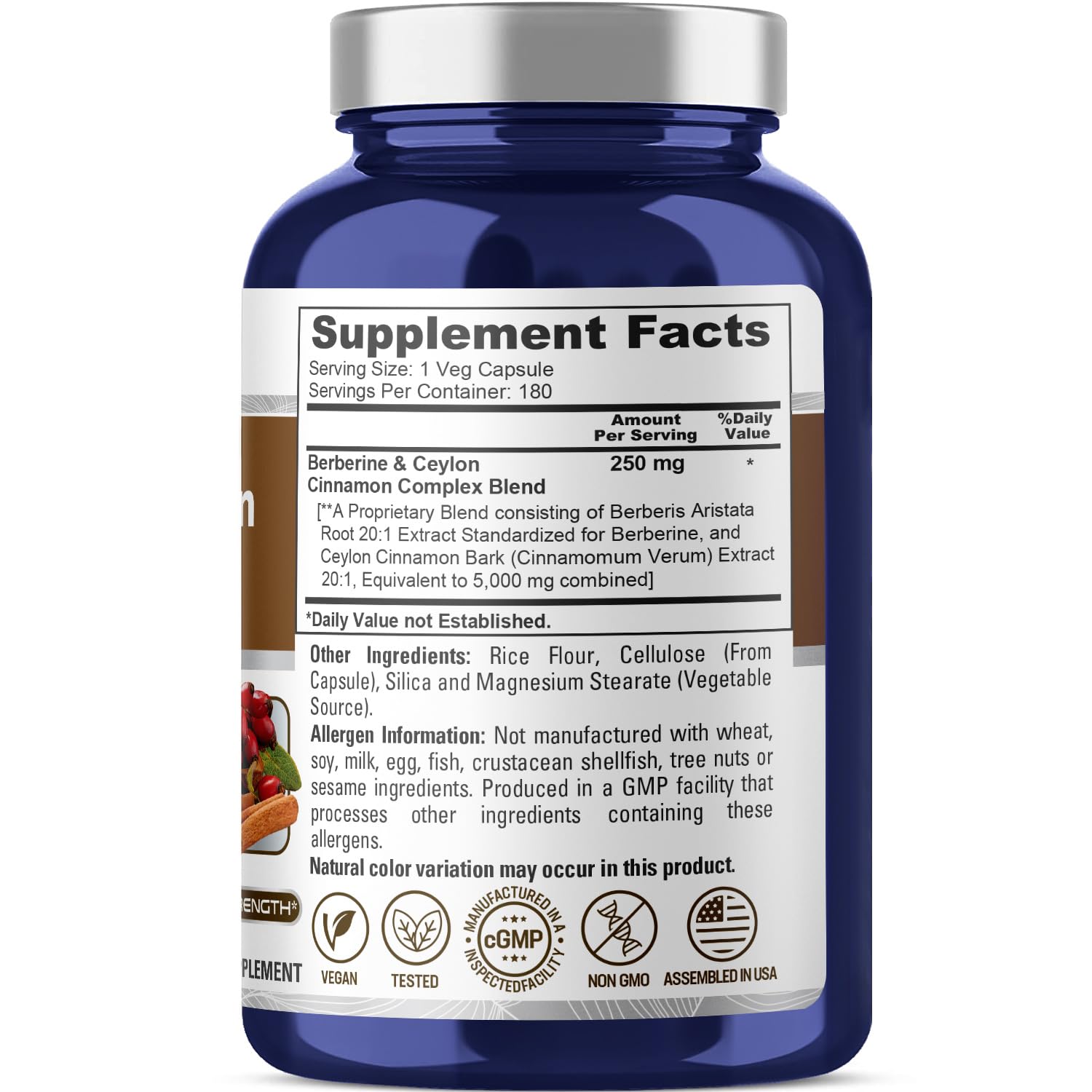 NusaPure Berberine with Ceylon Cinnamon 20:1 Extract, 250 mg Equivalent to 5000mg 180 Veggie Capsules, Vegetarian, Non-GMO Supplement, (Berberine Complex) NusaPure buy australia supplements