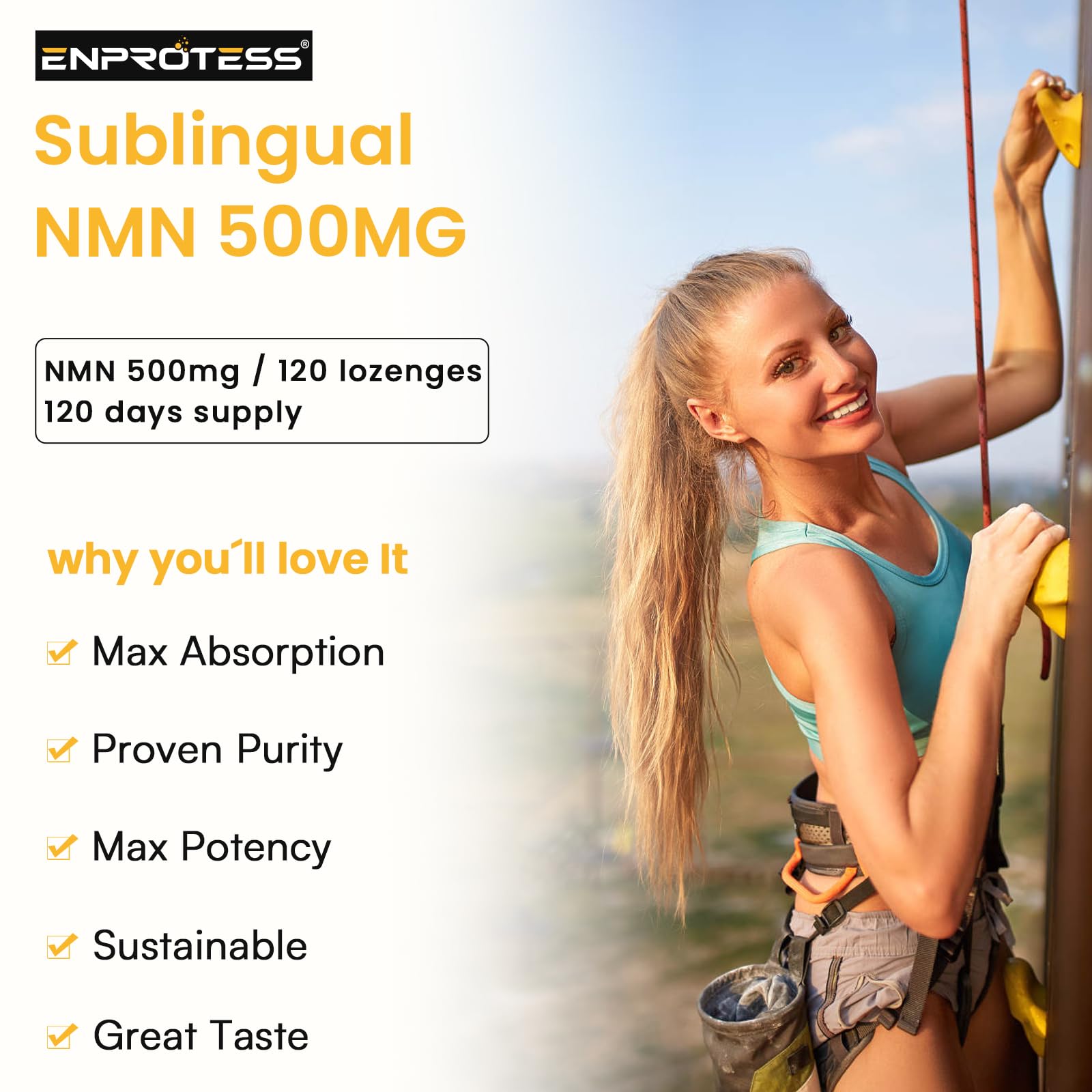 Sublingual NMN 500mg, Max Absorbency & Fast-Acting NMN Supplement（120-Day Supply）, 99% Pure NMN (Nicotinamide Mononucleotide) for NAD, Cell, Immune, Energy, Muscle, Anti-Aging, Longevity, 120 Lozenges Enprotess buy australia supplements