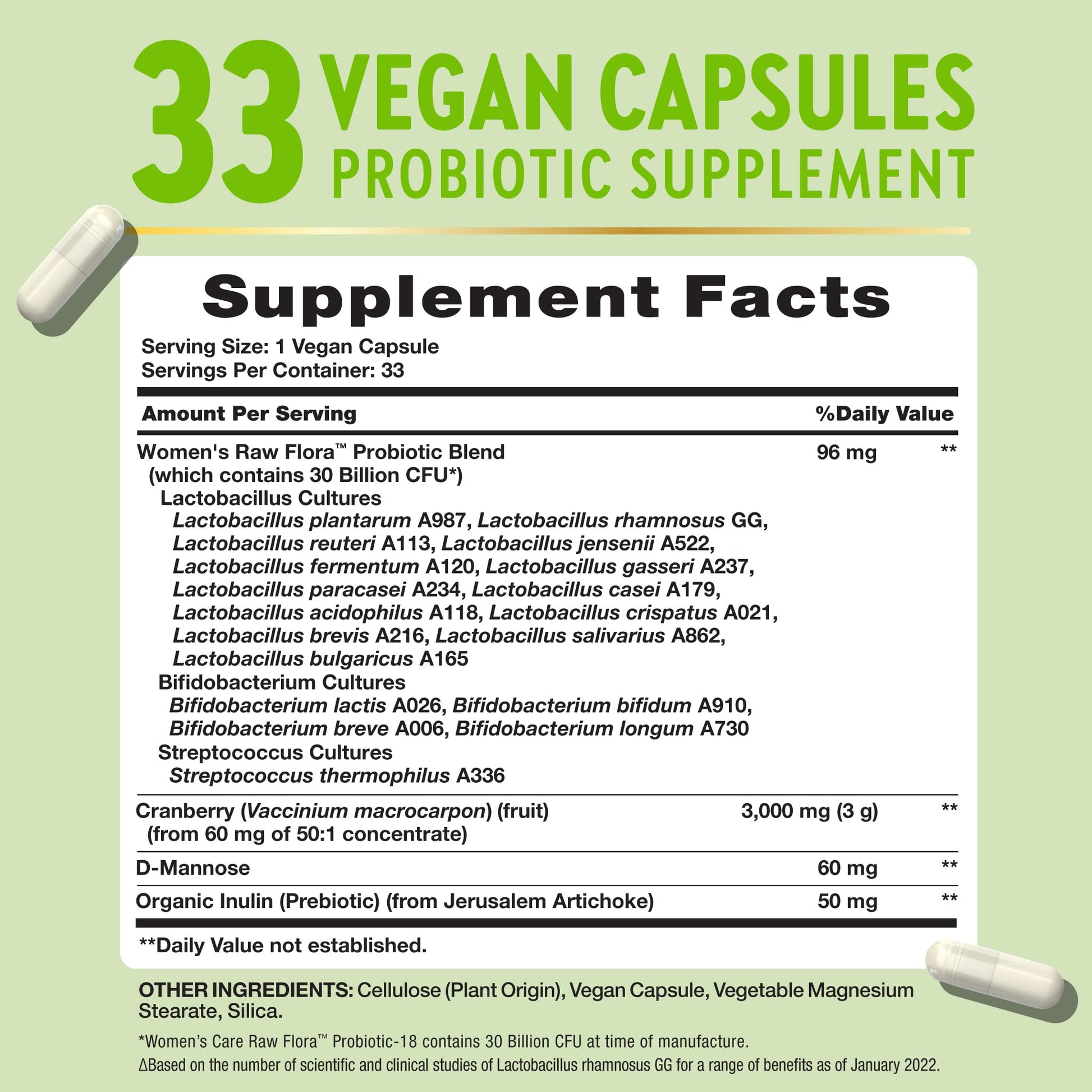 Raw Flora Probiotics for Women | 30 Billion CFU | 33 Capsules | with Cranberry and D-Mannose | Vegan, Non-GMO & Gluten Free Supplement Nature's Truth buy australia supplements