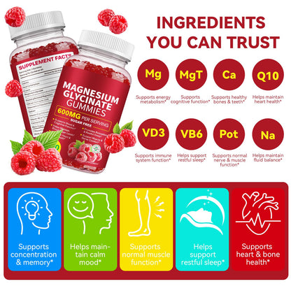 120 Count Magnesium Glycinate Gummies 600mg for Adults, Supports Relaxation, Magnesium Glycinate Chewable, Mariayu
