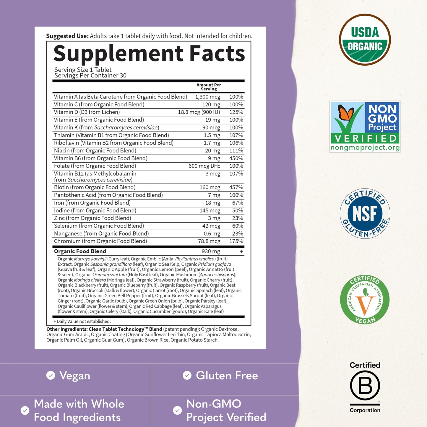 Garden of Life Prenatal Vitamins for Women, Organics Folate for Energy & Healthy Fetal Development, Non-constipating Iron, Vitamin C, B6, B12, D3, Non-GMO, Gluten-Free, Vegan, 90 Day Supply Gsupps Australia