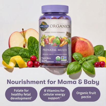 Garden of Life Organics Prenatal Gummies – Prenatal Vitamins for Women with Energy Metabolism Support & Healthy Fetal Development Support Garden of Life