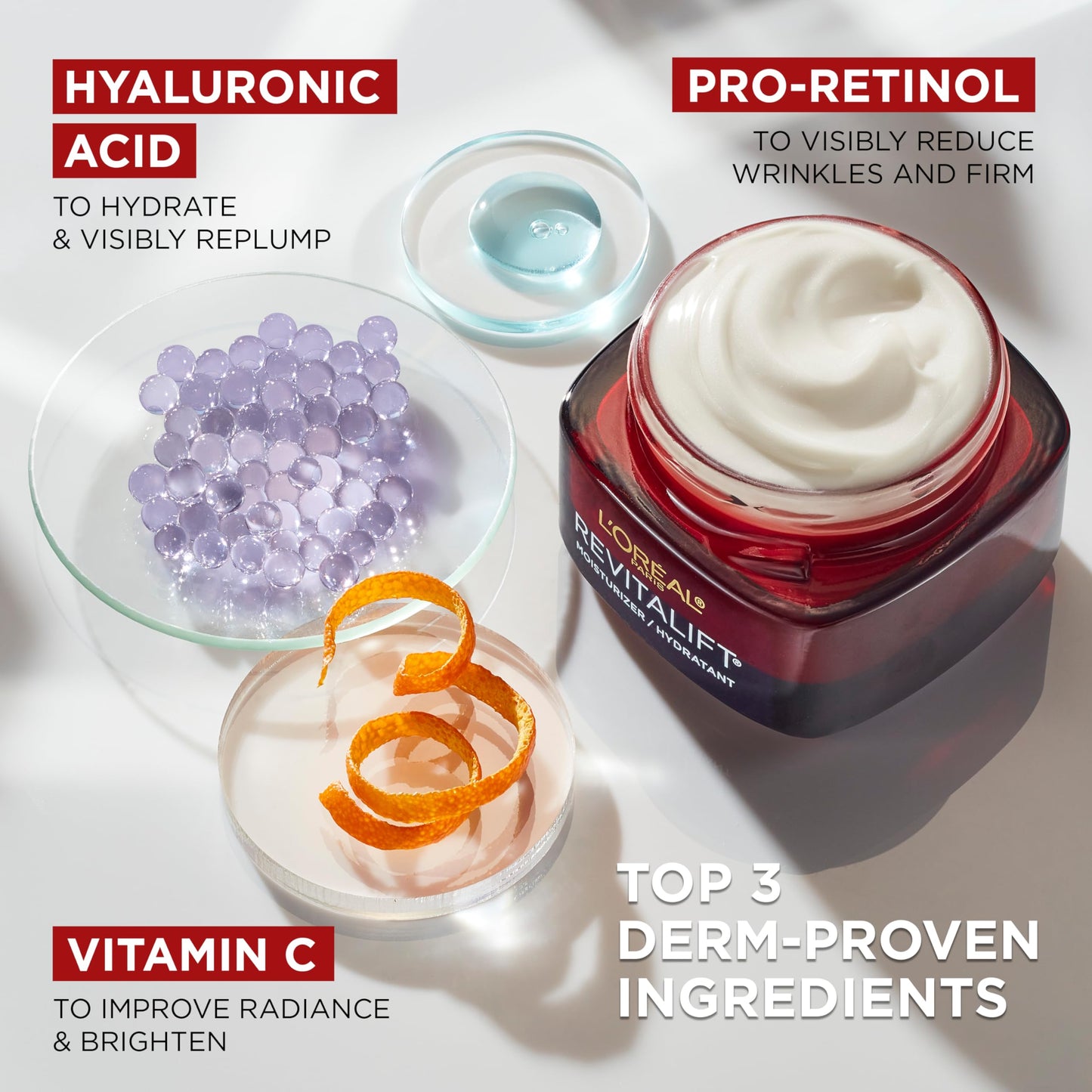 L'Oreal Paris Revitalift Triple Power Anti-Aging Face Moisturizer, Pro Retinol, Hyaluronic Acid & Vitamin C, Reduce Wrinkles 2.55 Oz L'Oreal Paris